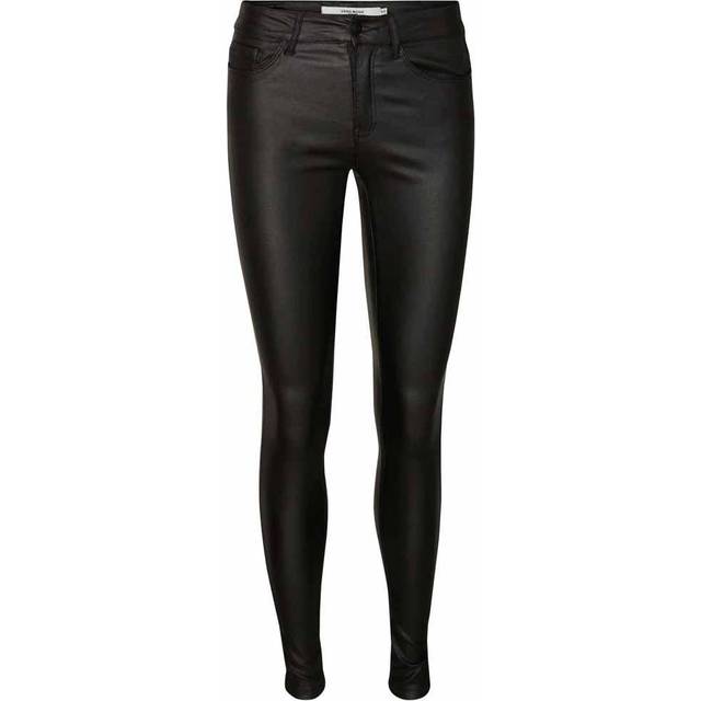 Coated Skinny Trousers in Faux Leather - Black - XS / L32