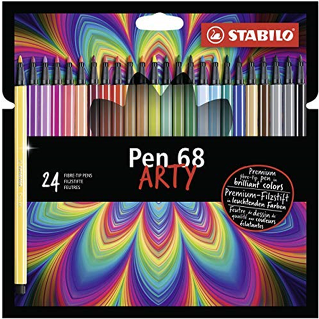 STABILO Pen 68 - Premium Fibre-Tip Pen - ARTY - Pack of 24 - Assorted Colours