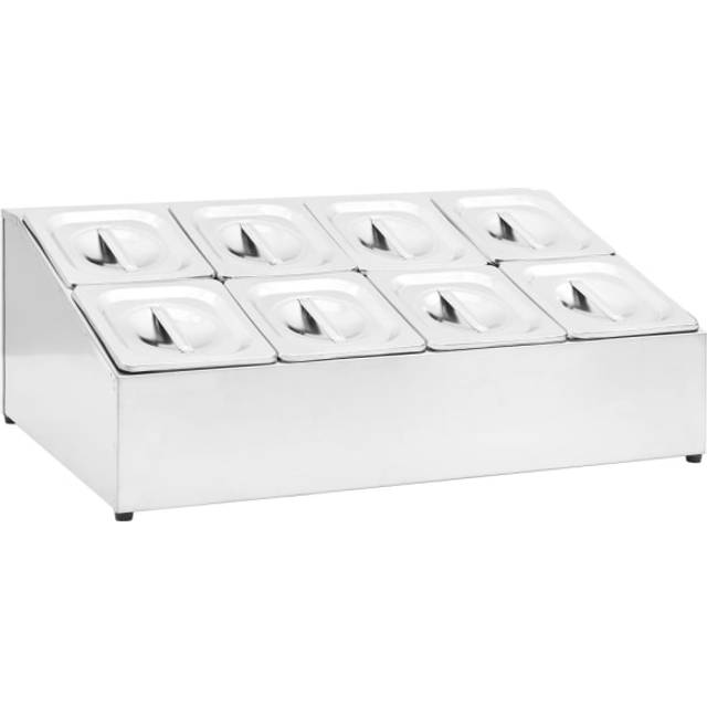 vidaXL Gastronorm Container Holder with 8 GN 1/6 Pan Stainless Steel - Silver