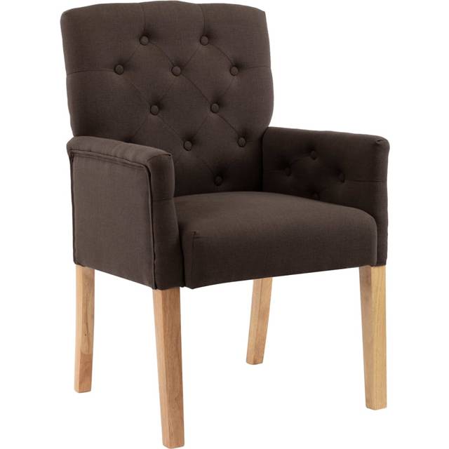Matstol med armstöd beige tyg