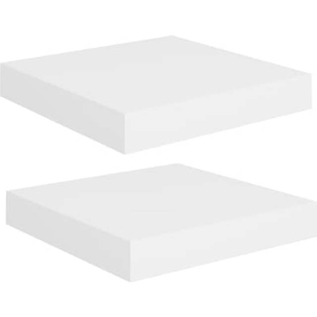 vidaXL Svävande vägghyllor 2 st ek och vit 23x23,5x3,8 cm MDF
