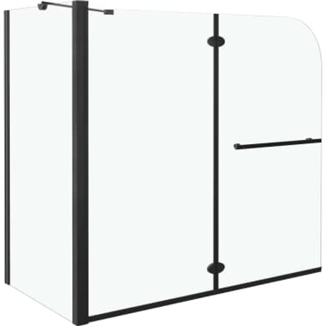 vidaXL Bi-Folding Shower Enclosure ESG 120x68x130 cm Black