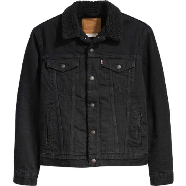 Veste en jean à col sherpa - Noir - M