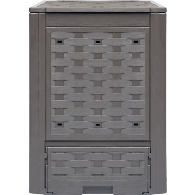 vidaXL Garden Composter Brown 60x60x83 cm 300 L Plastic Rattan