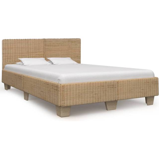Vidaxl Bed Frame Grey Natural Rattan 140x200 Cm