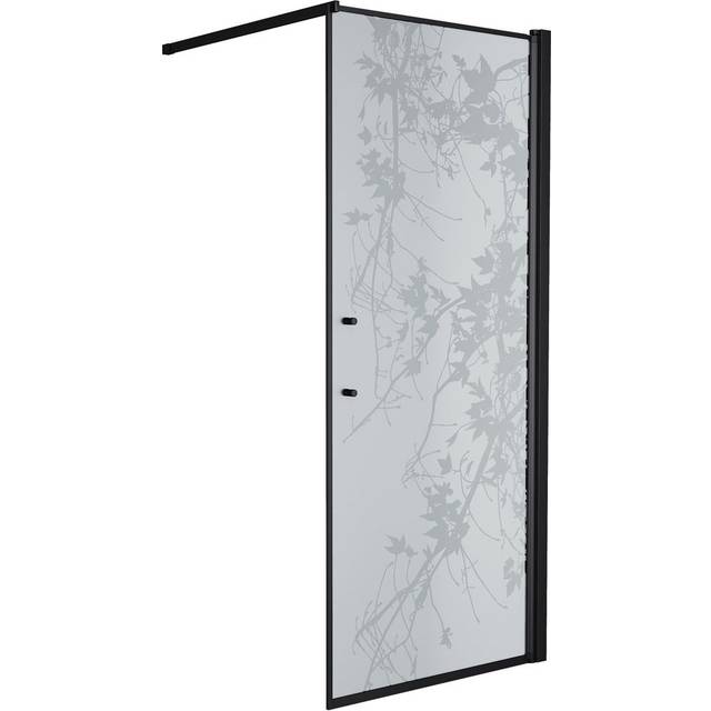 Vänern Duschvägg, Frostat Decor Glas, Svart Profil