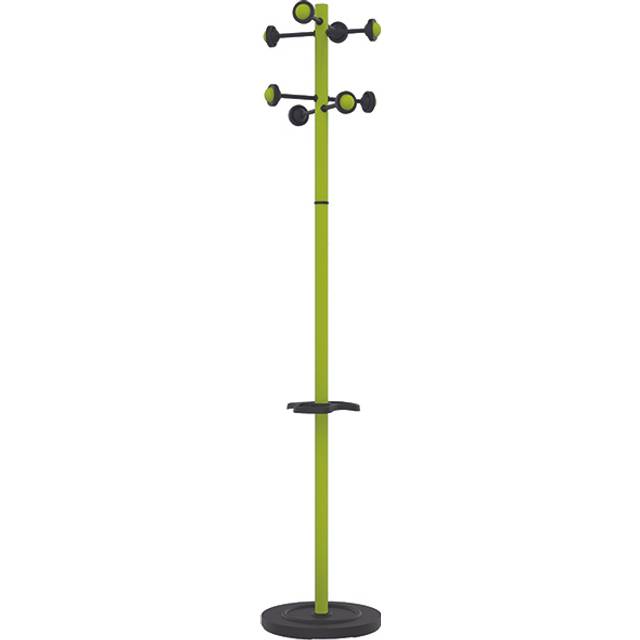 Unilux Accueil Coat Stand Solid Head Steel Post Umbrella Stand Double Pegs Black Ref 35006M