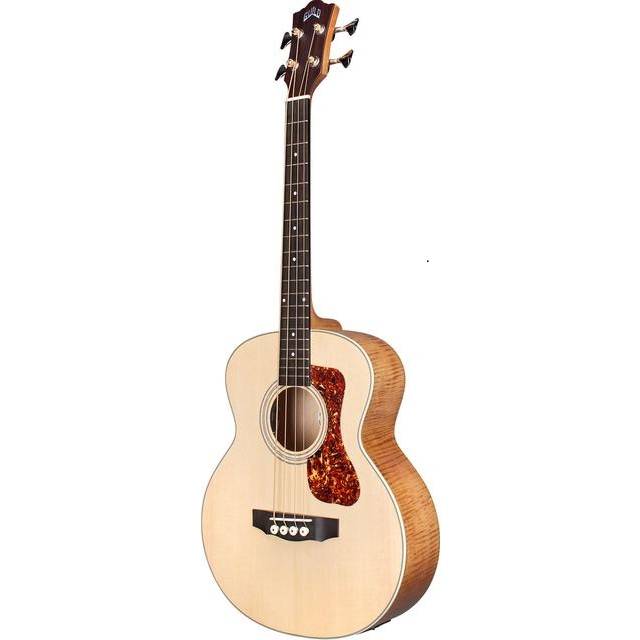 (B-Stock) Guild Jumbo Junior Bass Flame Maple Antique Blonde Satin Electro-Acoustic Bass Guitar