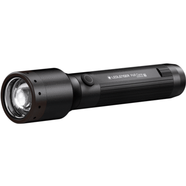 Ledlenser P6R Core Allround ficklampa LED, 900 lumen, laddningsbar med 18650 litiumbatteri, vattentät IP68, fokuserbar, 240 m ljusräckvidd, Constant Light, USB magnetladdningskabel, Flashlight