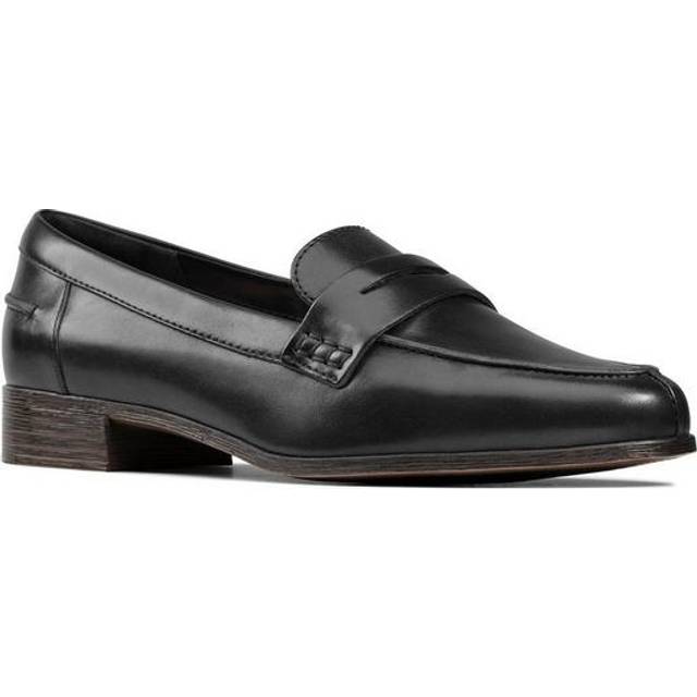 Clarks Hamble Loafer dam Loafers, Svart svart läder, 35.5 EU