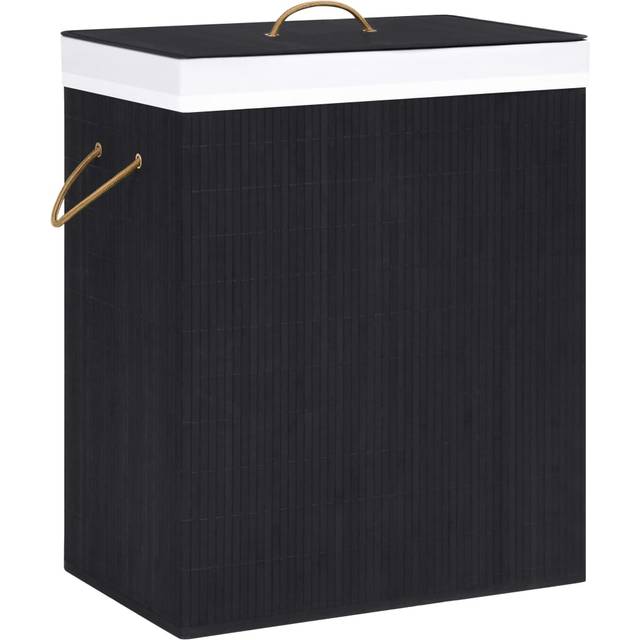 Bamboo Laundry Basket Black 100 l Vidaxl