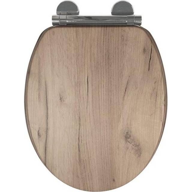 Croydex Corella Flexi-Fix™ Wooden Soft Close Toilet Seat - Grey Oak - Grey Wood