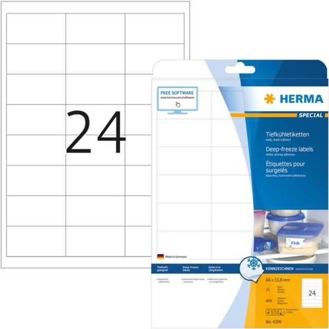 HERMA 4389 Deep-freeze labels A4 66x33,8 mm white paper matt 600 pcs.