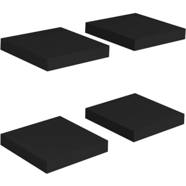 vidaXL 4x Floating Wall Shelves Black MDF Display Ledge Hanging CD Rack Board