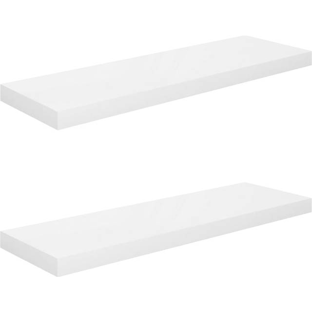 vidaXL Svävande vägghyllor 2 st vit 80x23,5x3,8 cm MDF