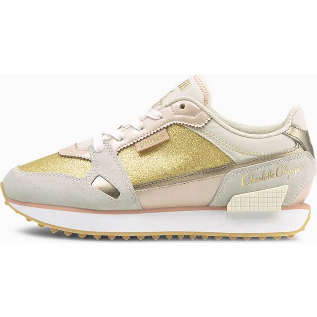 (WMNS) PUMA Charlotte Olympia x Mile Rider 'Gold Glitter' 374340-01 - Khaki/Gold/Pink - 7.5