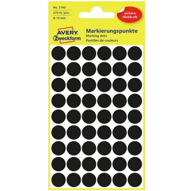Avery Colour Coding Dots Ã¸12mm 270 Labels Black