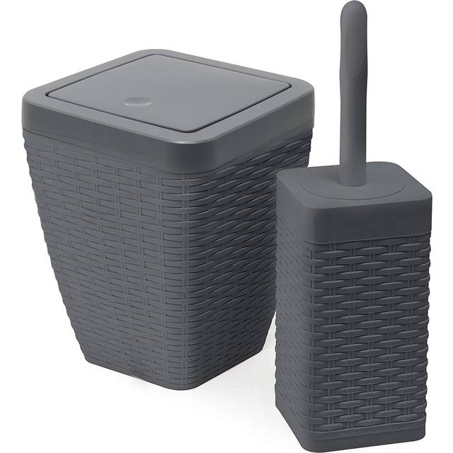Addis Addis Faux Rattan Square Bathroom Set - Charcoal