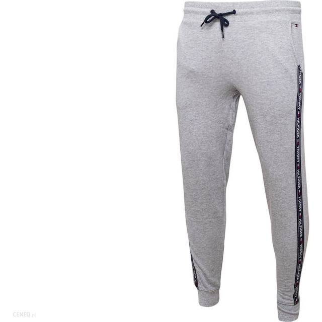 Tommy Hilfiger Mens Repeat Logo Tape Jog Pants in Grey Cotton - Size Medium