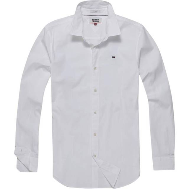 Hilfiger Denim Slim Fit skjorta långärmad stretch vit, Vit (klassisk vit), M
