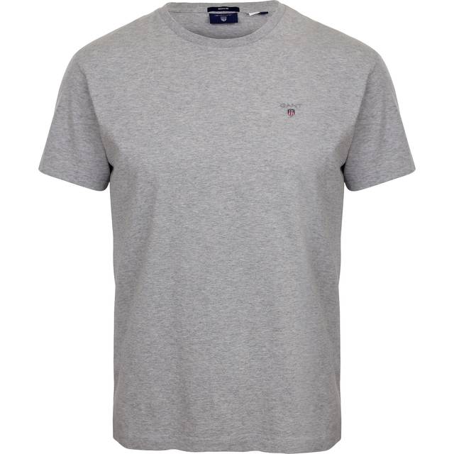 GANT Herren T-Shirt mit Marken-Stickerei Baumwoll-Shirt Rundhals-Shirt meliert 234100 94 Grau