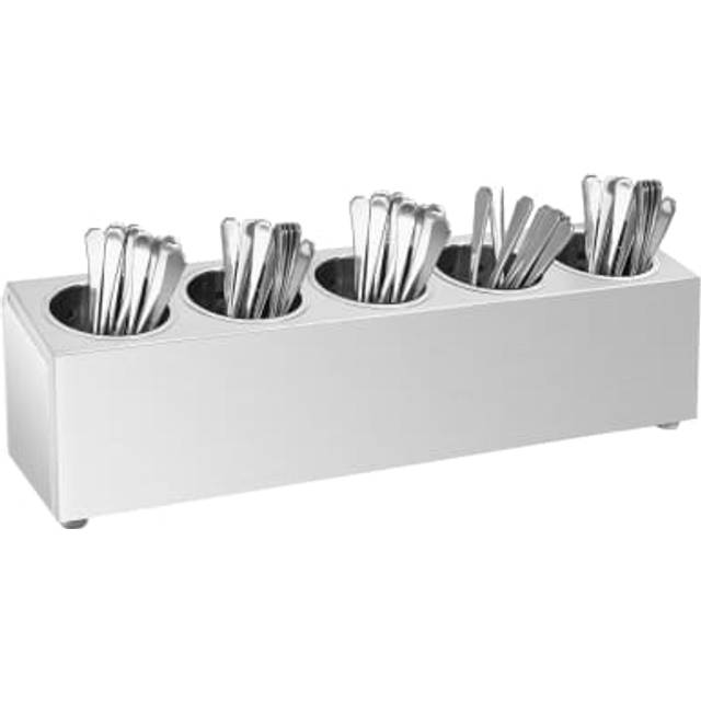 vidaXL Cutlery Holder 5 Grids Rectangular Stainless Steel - Silver