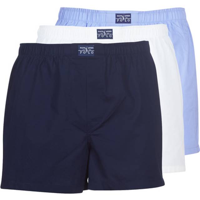 Pack of 3 Boxers in Plain Cotton Poplin - White + Blue + Navy - XL