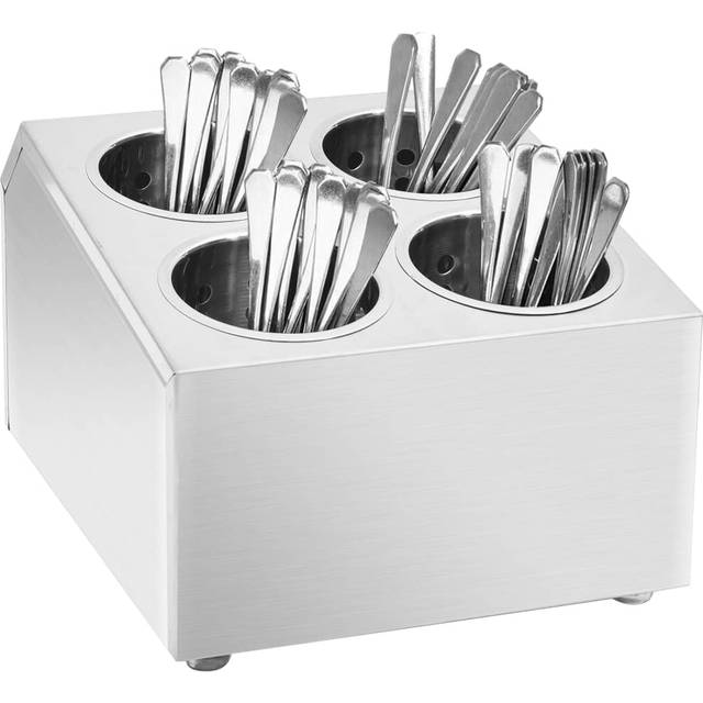 vidaXL Cutlery Holder 4 Grids Square Stainless Steel - Silver