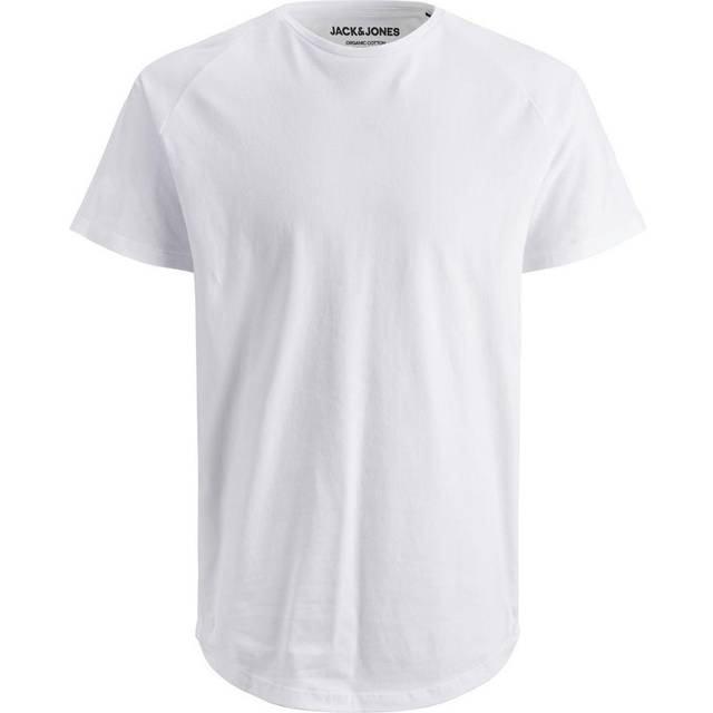 Jack & Jones Essentials – Vit t-shirt i longline med rundad nederkant-Vit/a