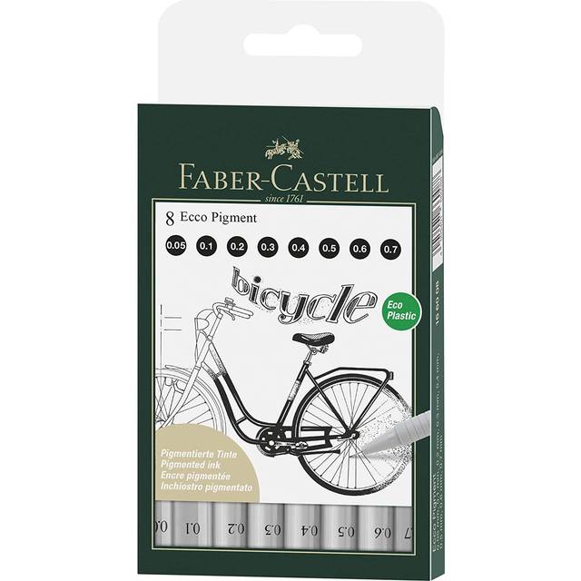 Faber-Castell : Ecco Pigment Sketching Pen : Black : Set of 8