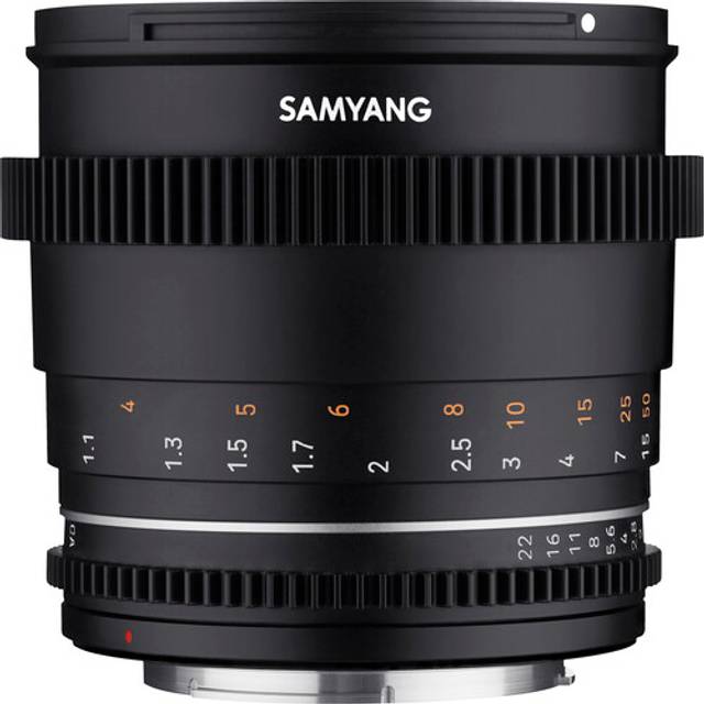 Samyang MF 85mm T1.5 VDSLR MK2 Canon RF - fast T1.5 telephoto cine and video lens for Canon RF mount, 85 mm fixed focal length, follow focus gear r...