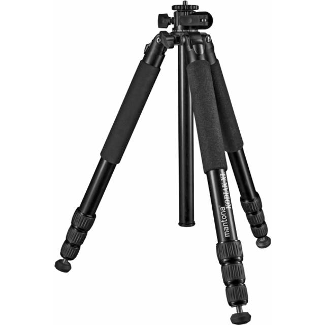 Mantona Kodiak XL aluminium photo tripod, stable professional photo tripod without ball head, swivelling rotating centre column, spikes, 2nd short ...