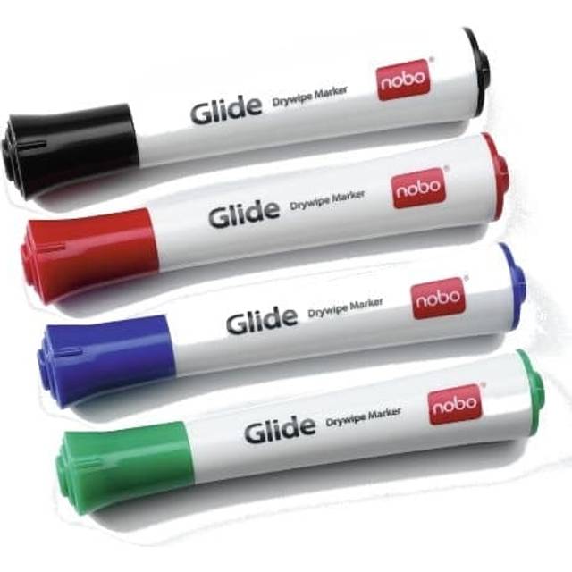 Nobo 1902096 Glide Drywipe Markers Pack of 4 Bullet Tip