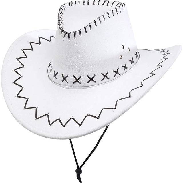 Cowboyhatt Vit med Stygn - One size