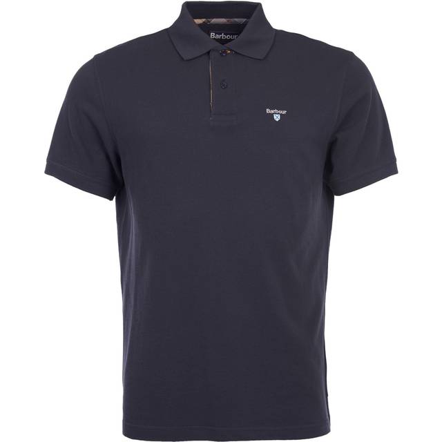 Barbour Mens Navy Dress Tartan Pique Polo Shirt - Large