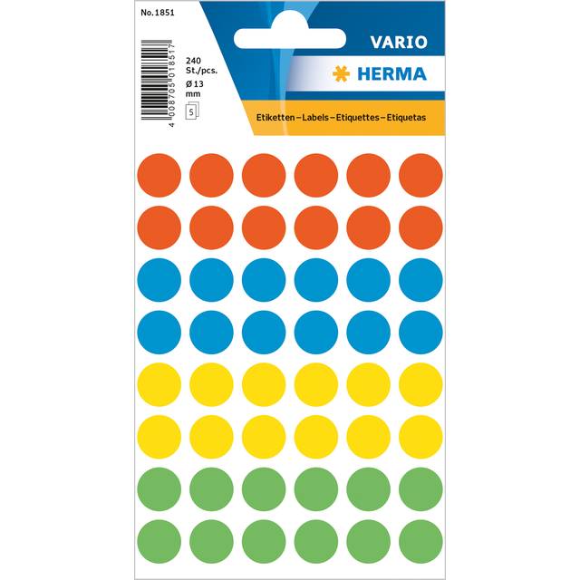Multi-purpose labels Round Ø13mm 240 pcs Colourmix