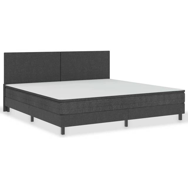 seng med boxmadras 200x200 cm stof mørkegrå