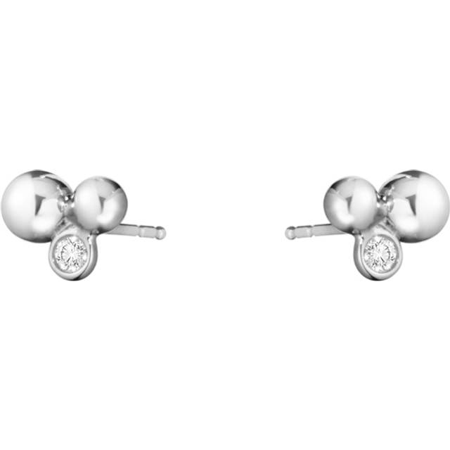 Georg Jensen Moonlight Grapes Sterling Silver 0.07ct Diamond Set Earrings 20000712