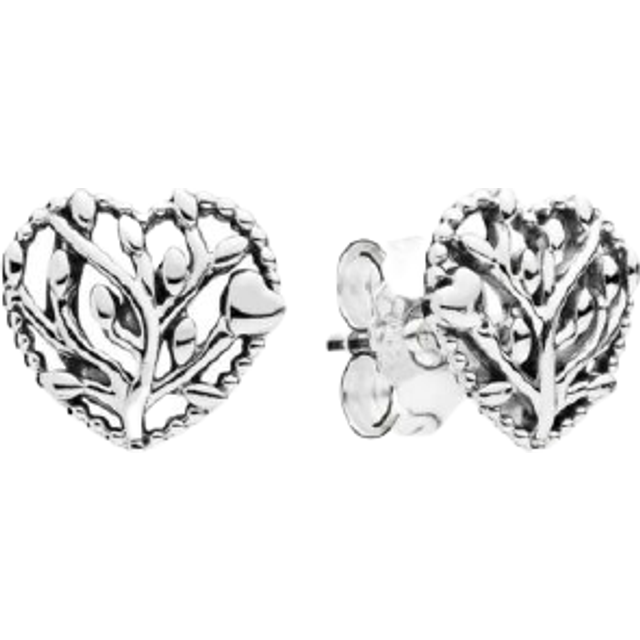 Pandora Family Tree Heart Stud Earrings