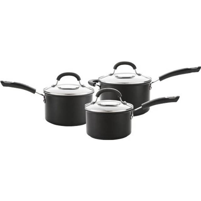 Circulon Total Nonstick Hard Anodised Aluminium Saucepan Set of 3 - Black - 3 Piece