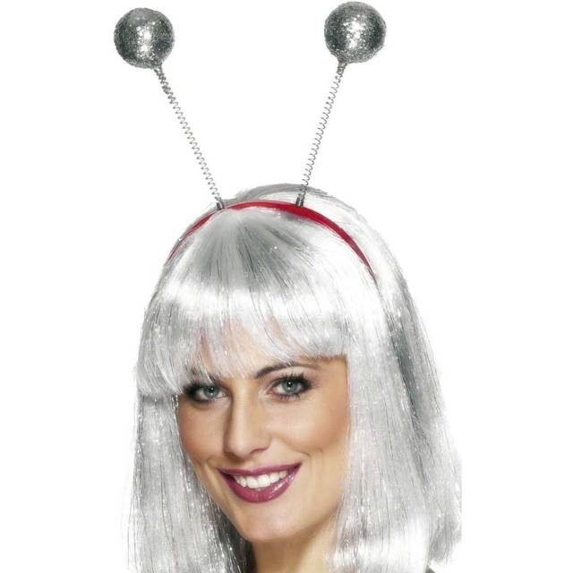 Gillter silver ball 1980's 80's head boppers alien space fancy dress accessory