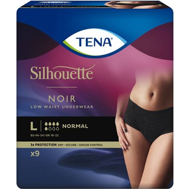 TENA Silhouette Normal Noir Storlek L Absorberande engångstrosa 9 st