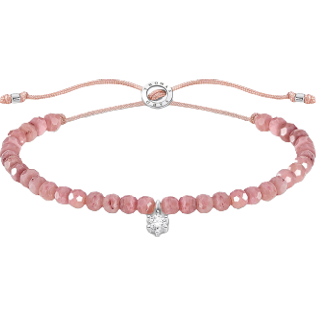 Thomas Sabo 925 Sterling Silver Pink Pearl Bracelet with White Stone 13-20cm Length