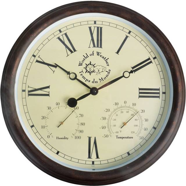 Esschert Design Station Clock with Thermo-Hygrometer 30.5 cm Outdoor TF009
