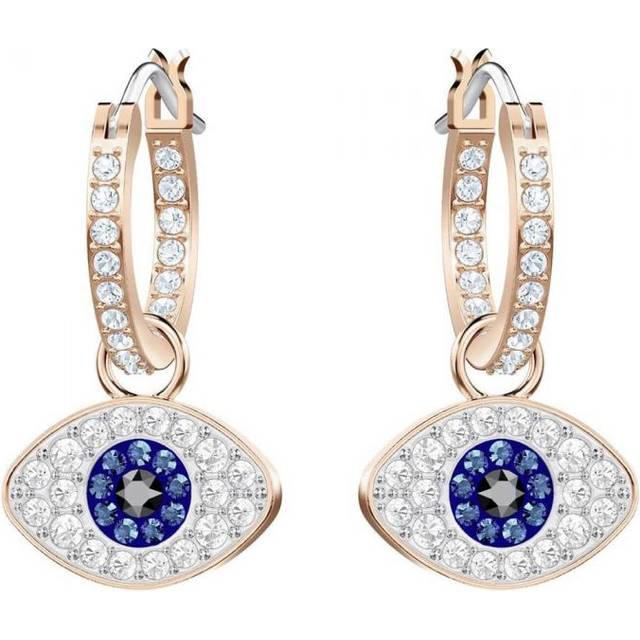 Swarovski Duo Evil Eye Hoop Earrings - Rose Gold