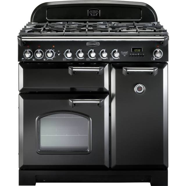 Rangemaster CDL90DFFBL/C Classic Deluxe 90cm Dual Fuel Range Cooker 80930 - BLACK