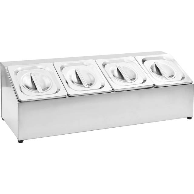 vidaXL Gastronorm Container Holder with 4 GN 1/6 Pan Stainless Steel - Silver