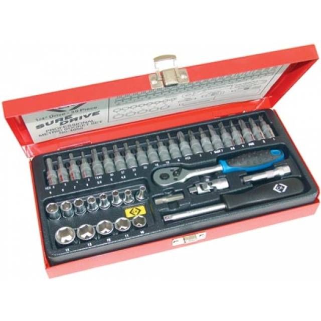 CK Tools T4655 Sure Drive 39 Piece Socket Set 1/4" Drive