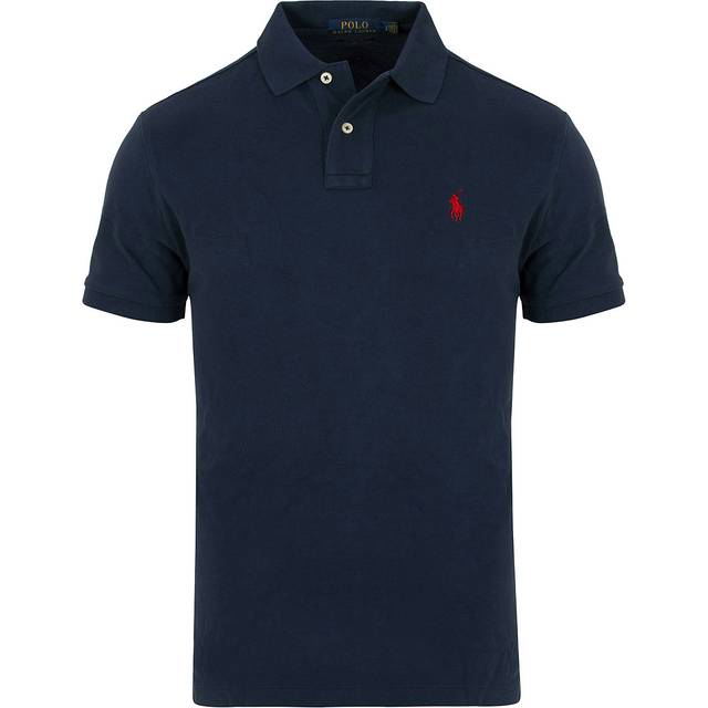 Signatures Cotton Pique Polo Shirt in Custom Fit - Navy Blue - XS