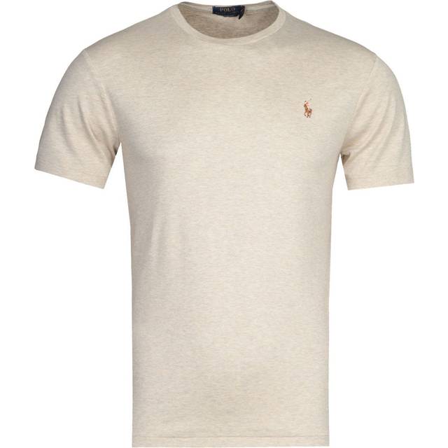 Interlock Cotton T-Shirt in Regular Fit with Crew Neck - Light Beige - XXL